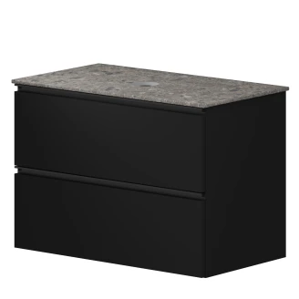 Håndvaskskab Luna Sort 80 cm med Cosentino Bordplade Dekton Ceppo Mat