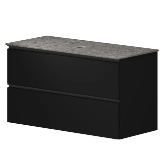 Håndvaskskab Luna Sort 100 cm med Cosentino Bordplade Dekton Ceppo Mat