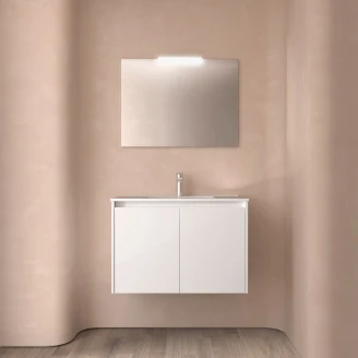 Håndvaskskab <strong>Flint</strong>  Hvid Blank 80 cm med Vask Hvid Blank