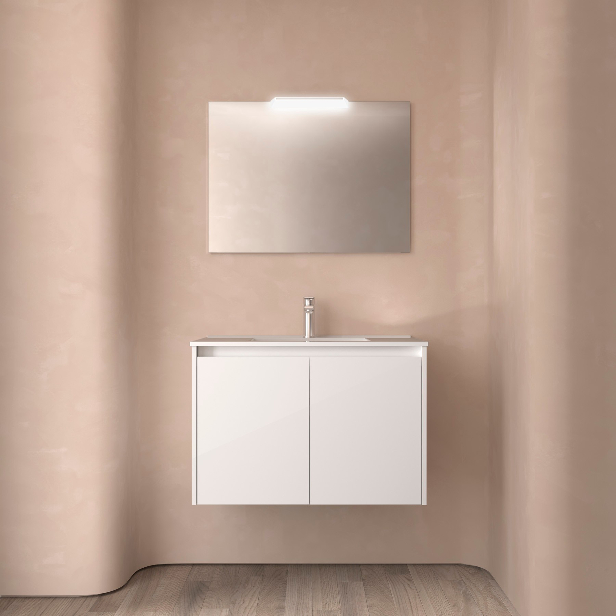 Håndvaskskab Flint Hvid Blank 80 cm med Vask Hvid Blank