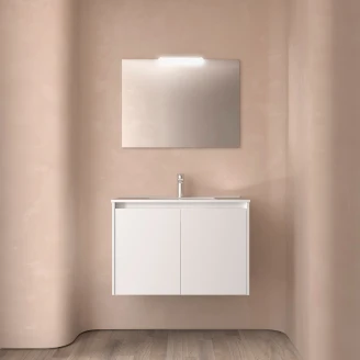 Håndvaskskab <strong>Flint</strong>  Hvid Mat 80 cm med Vask Hvid Blank