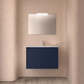 Håndvaskskab <strong>Flint</strong>  Mørkeblå Mat 80 cm med Vask Hvid Blank