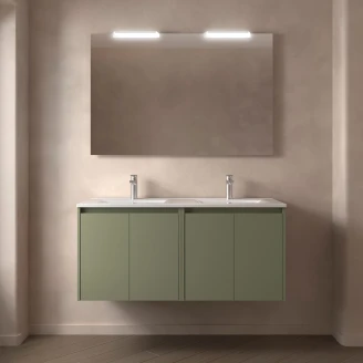 Håndvaskskab <strong>Flint</strong>  Skovgrøn Mat 120 cm med Dobbelt Vask Hvid Blank