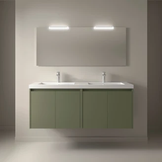 Håndvaskskab <strong>Flint</strong>  Skovgrøn Mat 140 cm med Dobbelt Vask Hvid Blank
