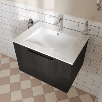 Håndvaskskab <strong>Ribb</strong>  Sort Mat 60 cm med Vask Hvid Blank