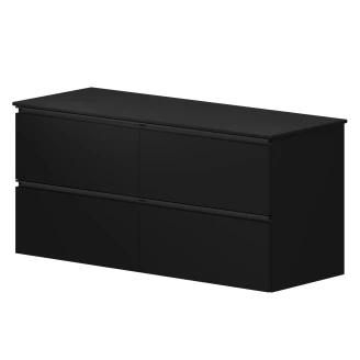 Dobbelt Håndvaskskab Luna Sort Mat 120 cm med Bordplade Sort Mat