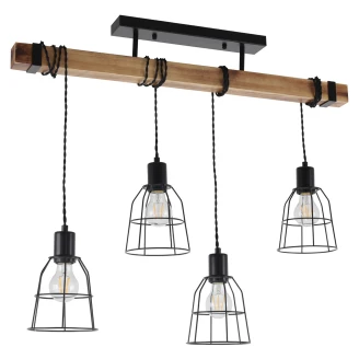 Hængende Lampe <strong>Pontel</strong>  Quadra Sort, Træ Mat
