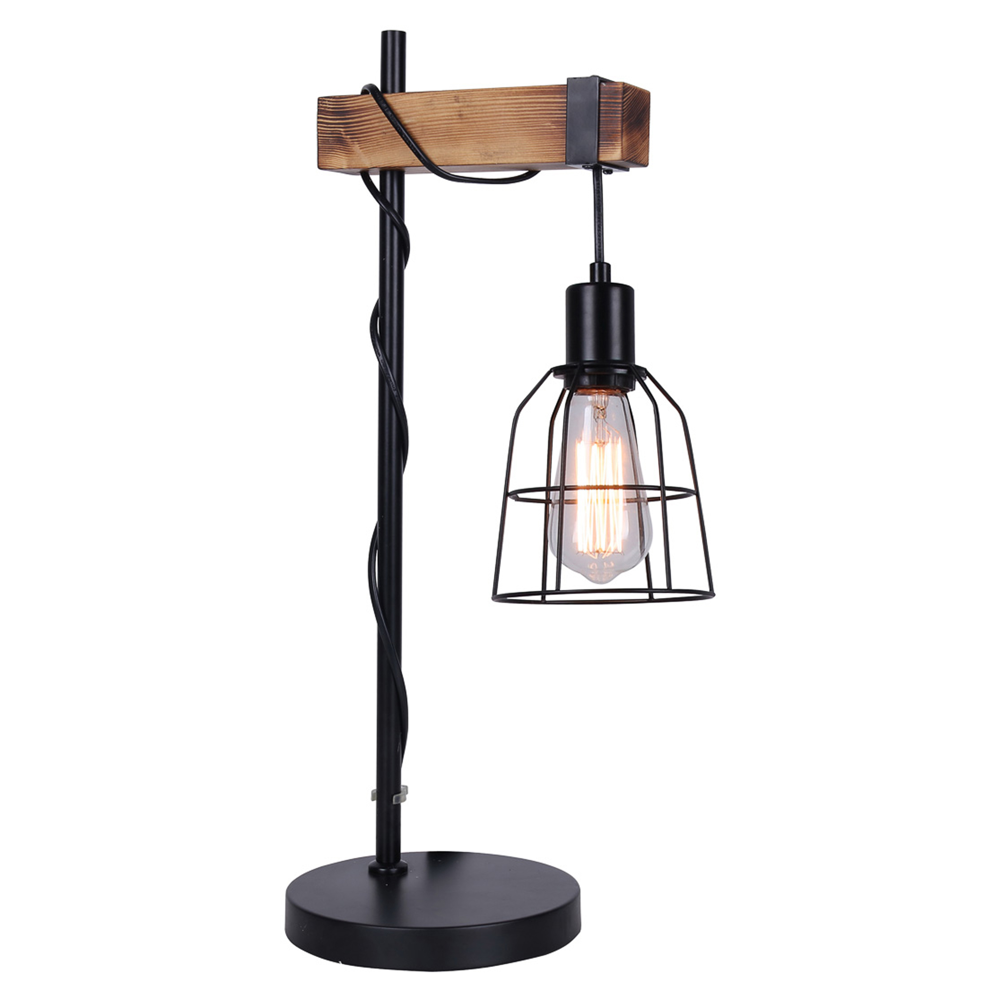 Bordlampe Pontel Sort, Træ Mat