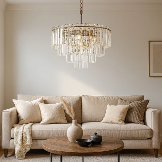 Hængende Lampe <strong>Brenza</strong>  L Transparent Krystal, Antikbronze Blank