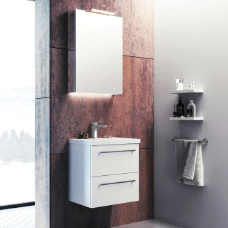 Underskab <strong>Brook</strong>  Hvid Blank 50x38 cm med Vask Hvid & Håndtag Krom