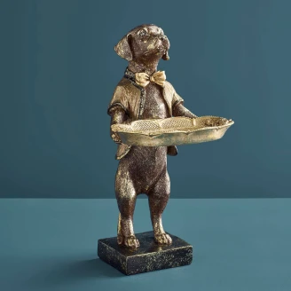 Werner Voss Dekorationsfigur med Holder <strong>Dog</strong>  Brun, Guld
