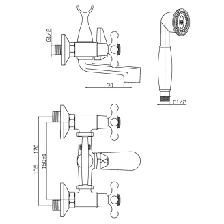 Badekar Armatur <strong>Loxley</strong>  Krom Blank