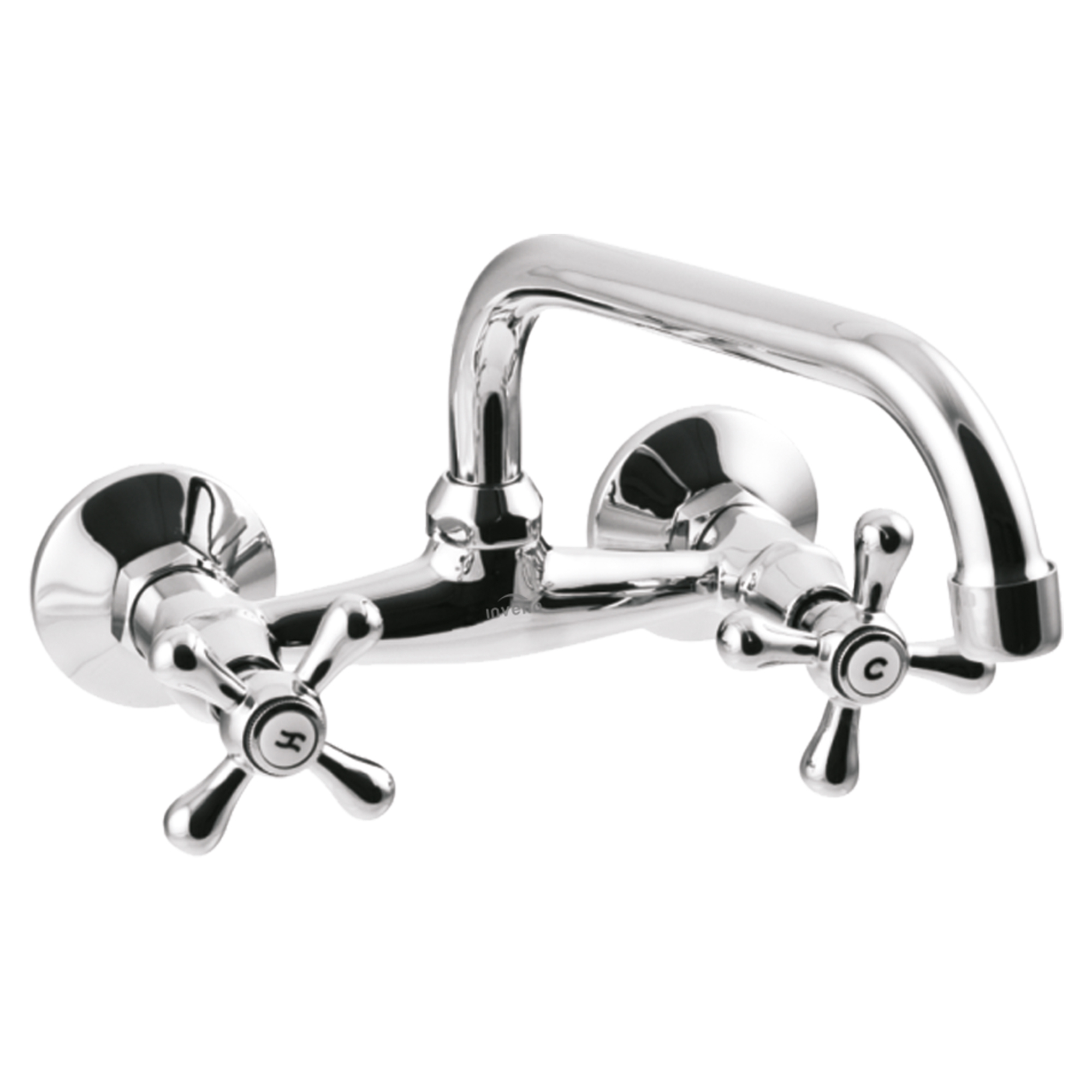 Vægmonteret Håndvaskarmatur Loxley 25 cm Krom Blank U-formet