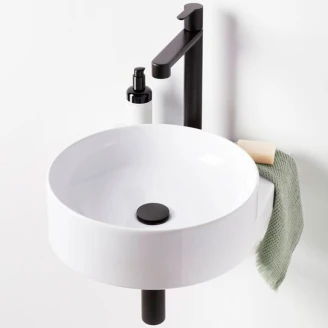 Ravak Håndvask <strong>Yard</strong>  40 cm med Sort Beslag, Vandlås og Bundventil