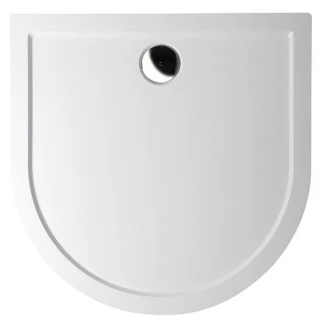 Støbt Marmor Brusebakke D-formet <strong>Fjordis</strong>  100x100 cm Hvid Blank