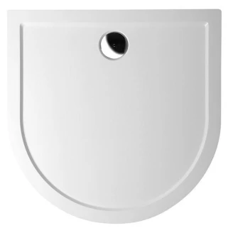 Støbt Marmor Brusebakke D-formet <strong>Fjordis</strong>  90x90 cm Hvid Blank
