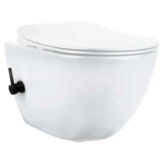 Væghængt Toilet <strong>Peonia</strong>  Hvid-Sort Blank med Bidetfunktion