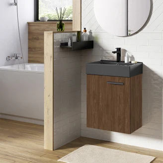 Håndvaskskab <strong>Petit</strong>  Valnød Mat  45 cm med Vask Antracit Mat