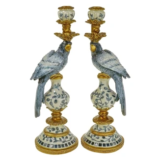 Werner Voss Sæt med Lysestager 2 stk. <strong>Parrot</strong>  Blå, Guld