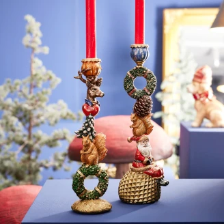 Werner Voss Lysestage Squirrel on Wreath Flerfarvet