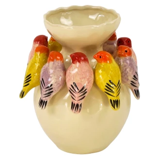 Werner Voss Vase Birds Beige, Flerfarvet