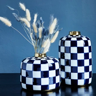 Werner Voss Vase Harlekin Blå, Hvid