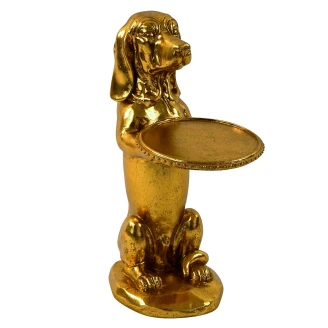 Werner Voss Dekorationsfigur med Holder <strong>Doggy</strong>  Guld