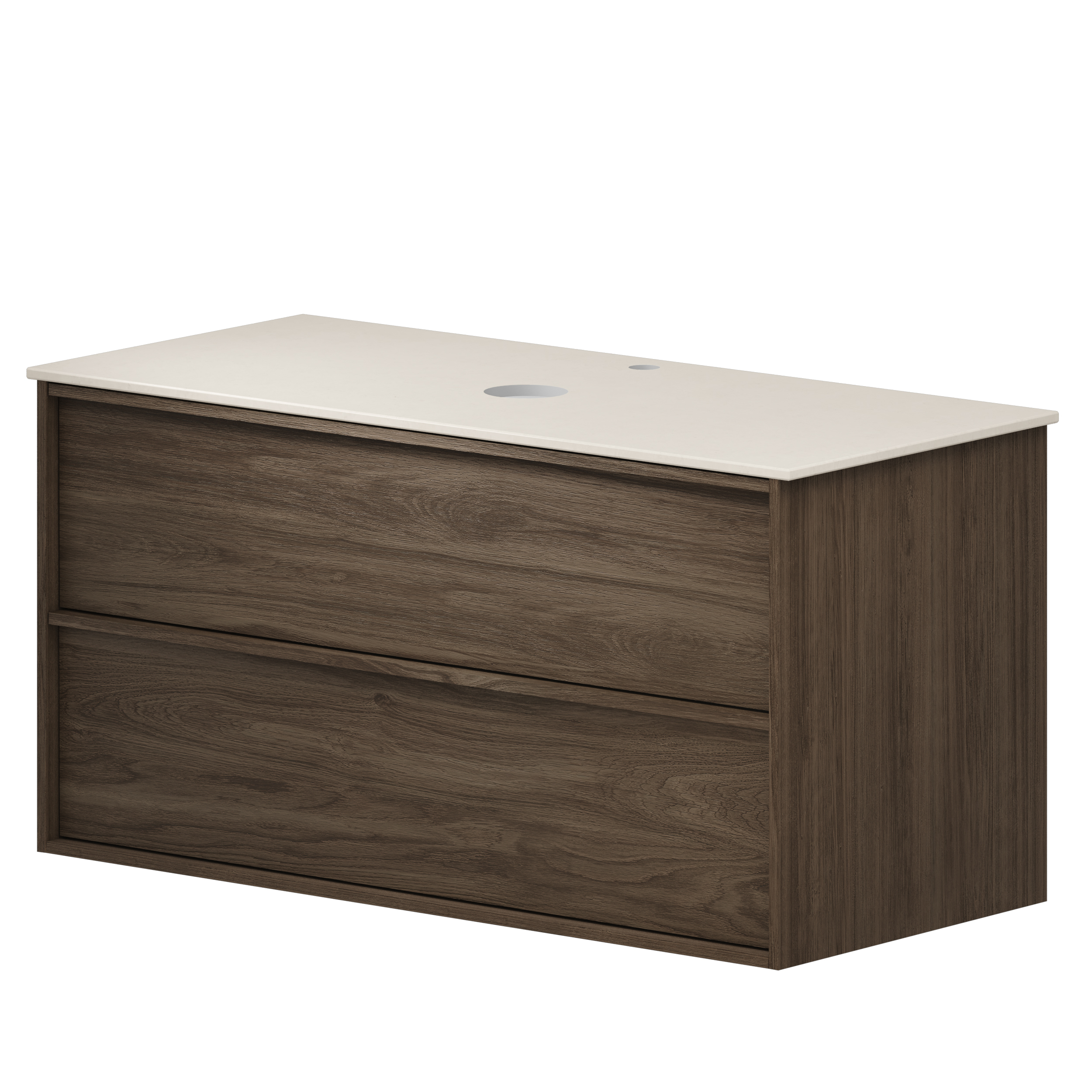 Håndvaskskab Ekskär Valnöt 100 cm med Cosentino Bordplade Silestone Lys Beige Poleret