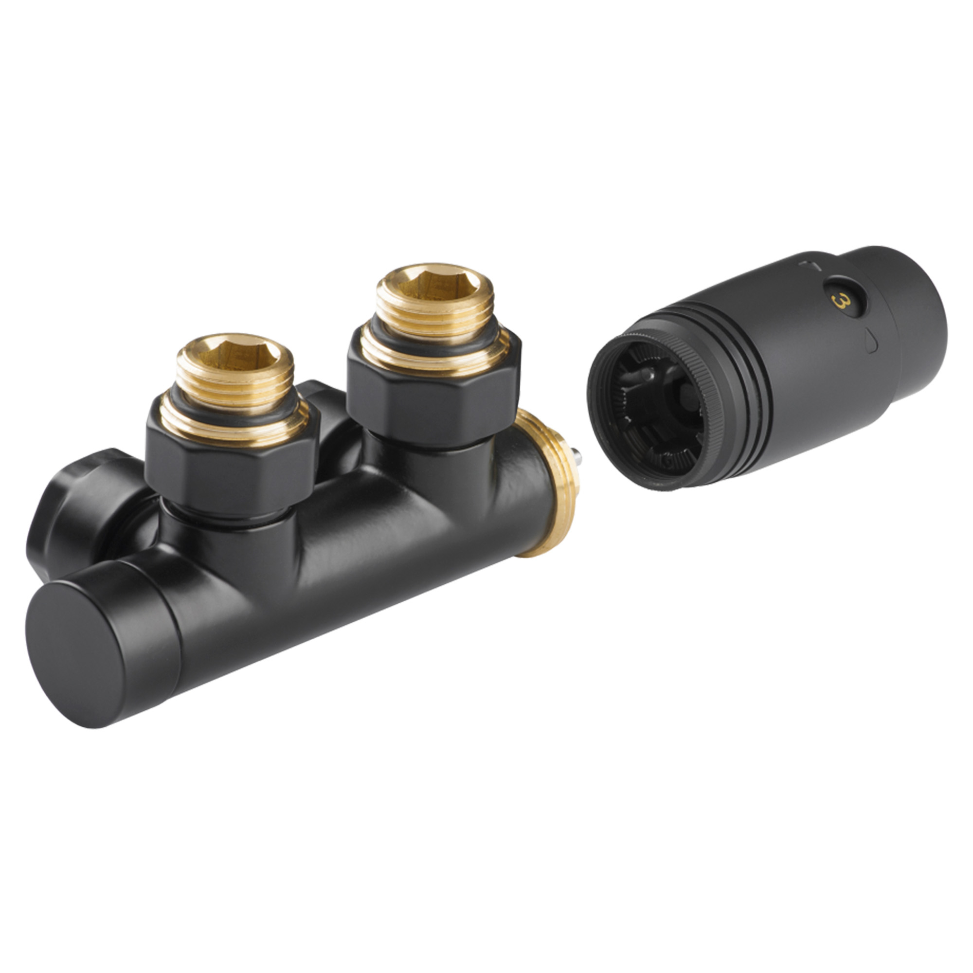 Termostat­sæt Duoplex Sort Bundtilslutning