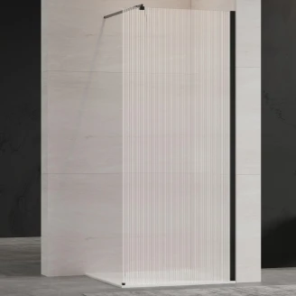 Duschvägg <strong>Asona</strong>  80 cm Svart Matt Räfflat