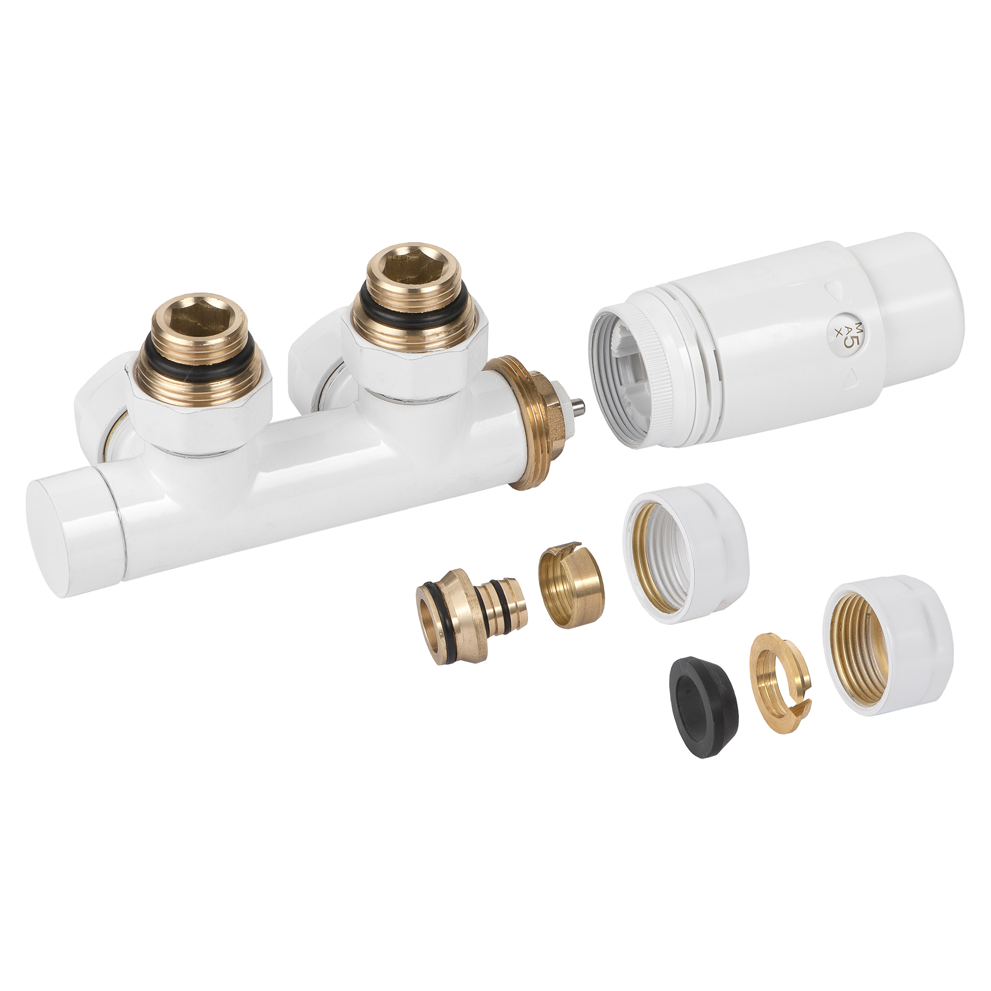 Termostat­sæt Duoplex Hvid Bundtilslutning