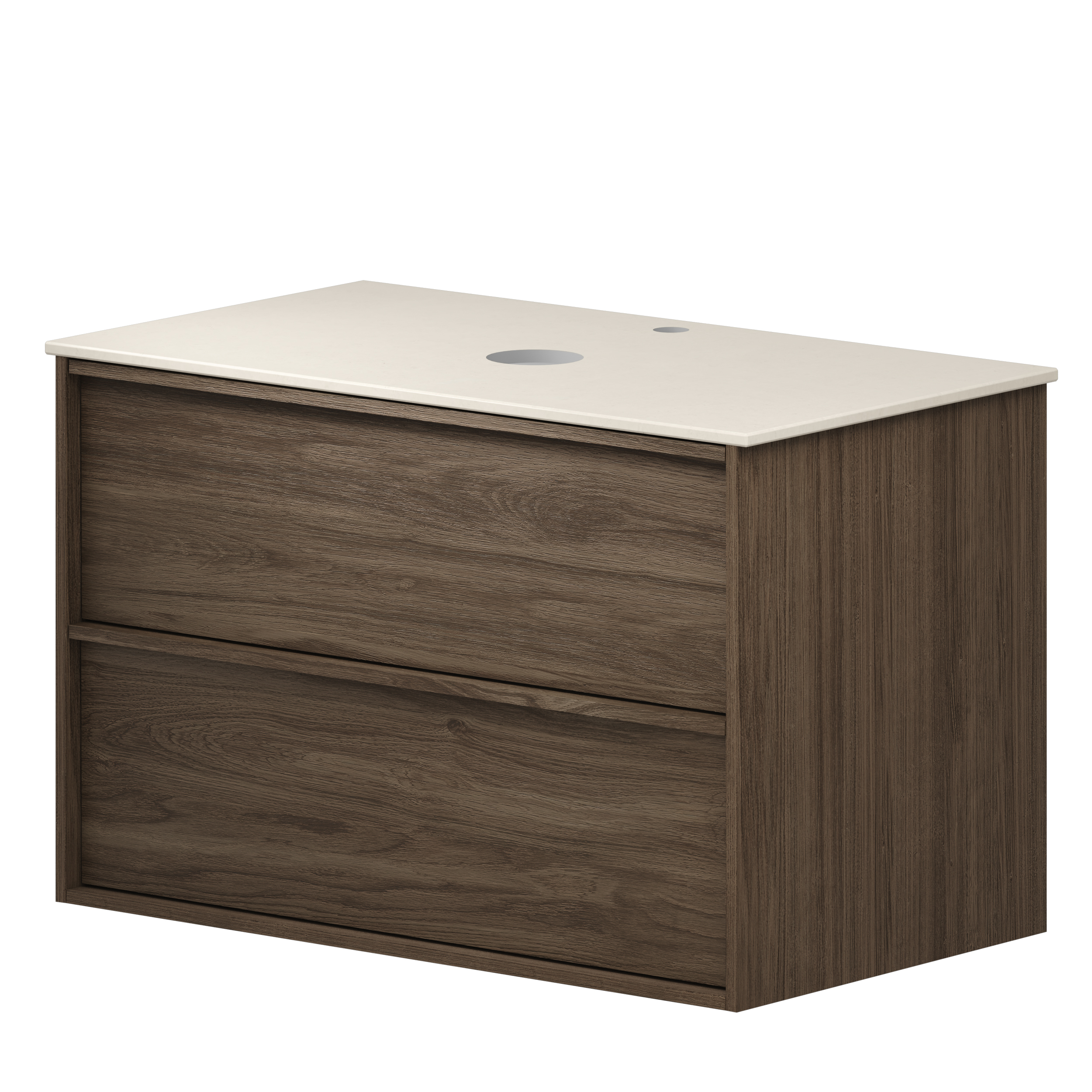 Håndvaskskab Ekskär Valnöt 80 cm med Cosentino Bordplade Silestone Lys Beige Poleret