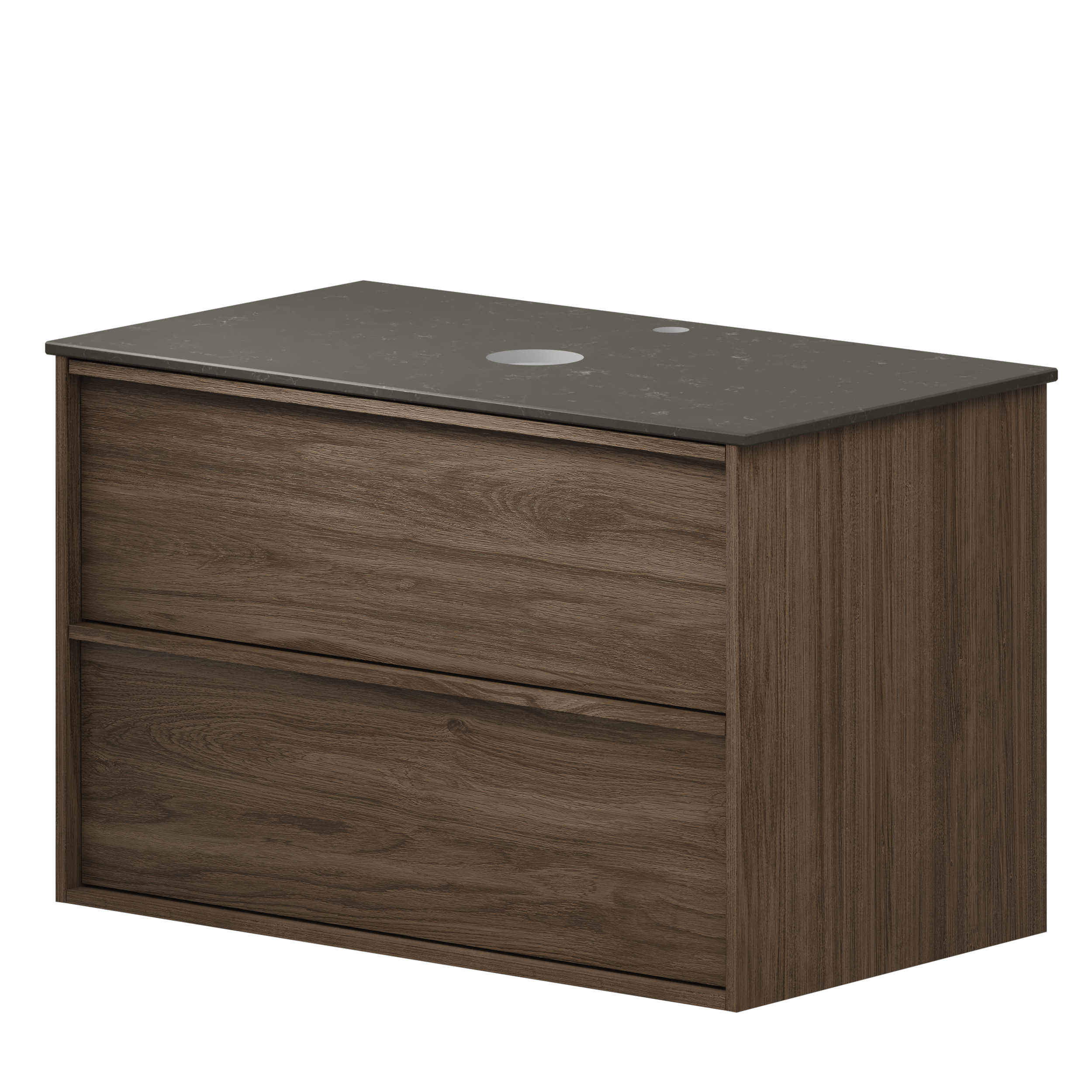 Håndvaskskab Ekskär Valnöt 80 cm med Cosentino Bordplade Silestone Brun Poleret