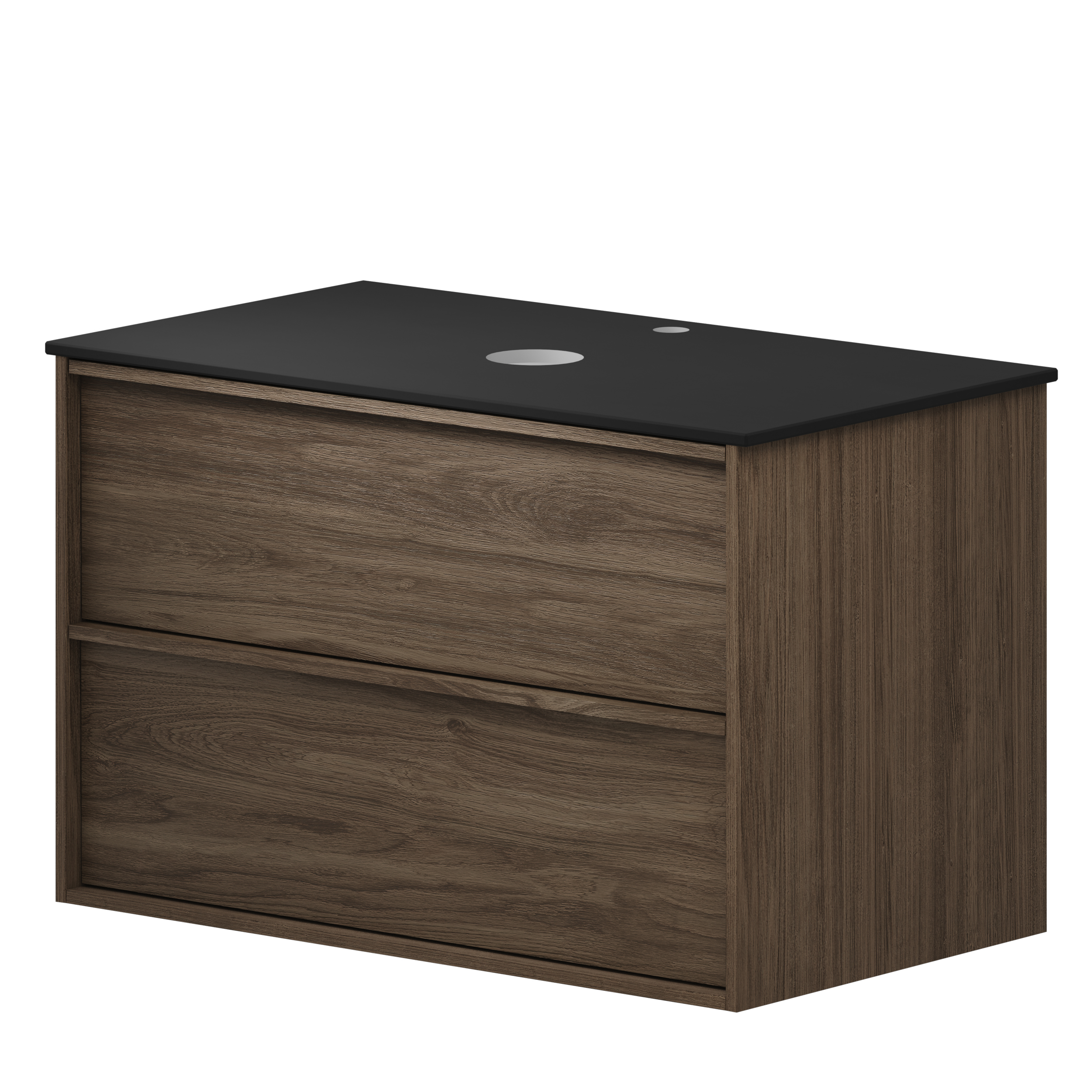 Håndvaskskab Ekskär Valnöt 80 cm med Cosentino Bordplade Dekton Sort Mat