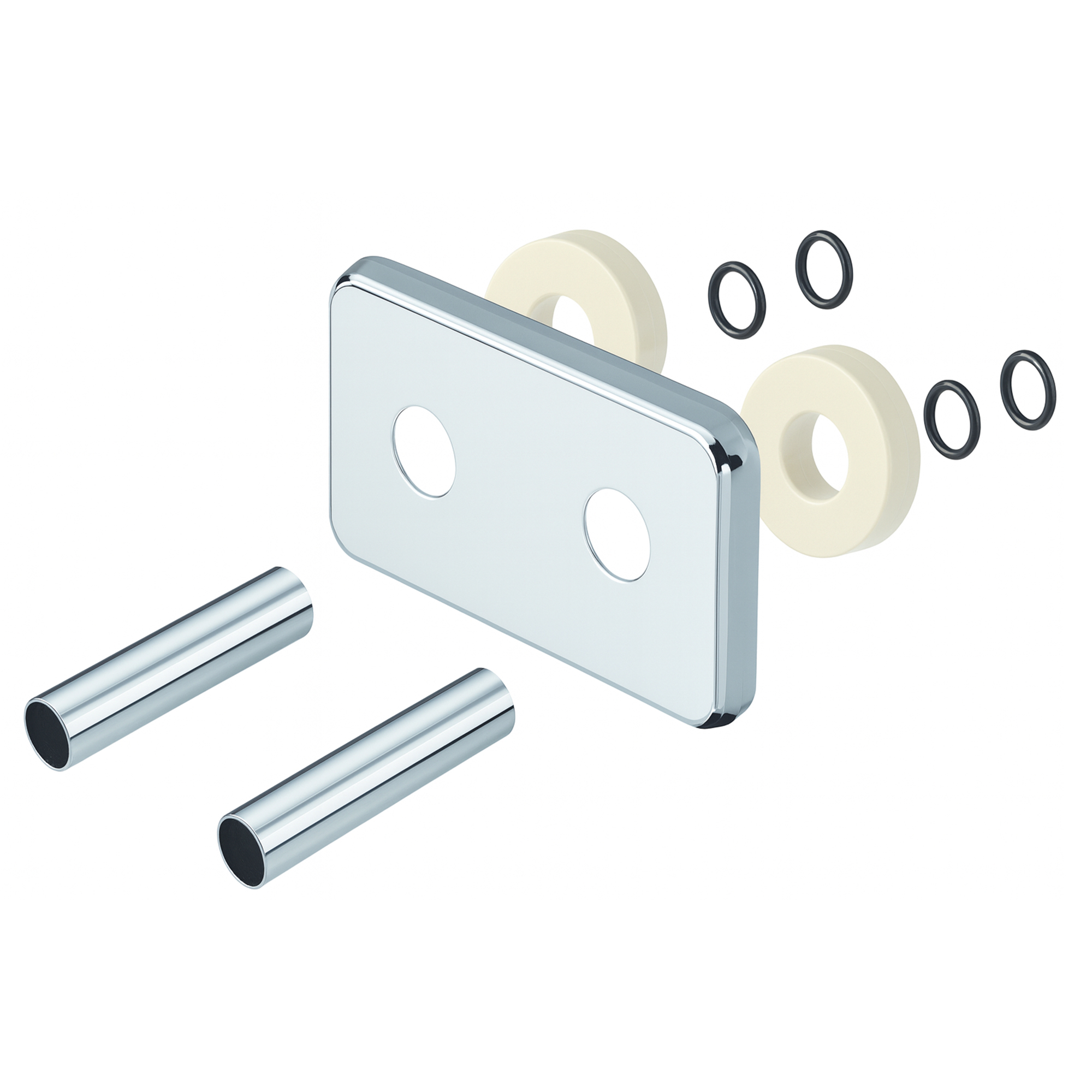 Kit Rørdæksel C/C 50 mm – Længde 70 mm – Ø 10–16 Krom