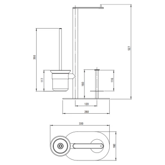 Fritstående Toiletpapirholder & Toiletbørste <strong>Round</strong> Børstet Guld Mat