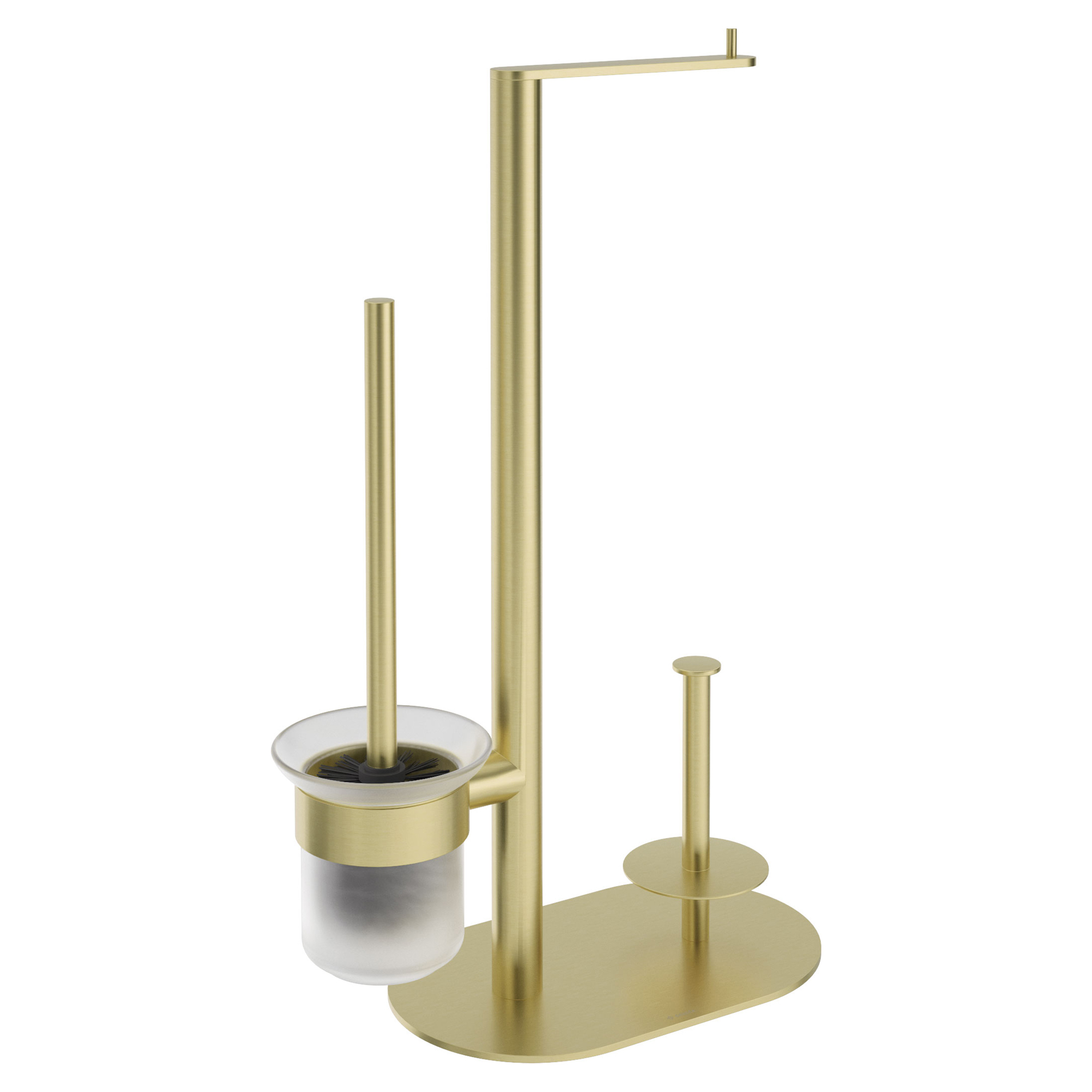 Fritstående Toiletpapirholder & Toiletbørste Round Børstet Guld Mat