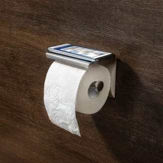 Toiletpapirholder med Hylde <strong>Round</strong>  Krom Blank
