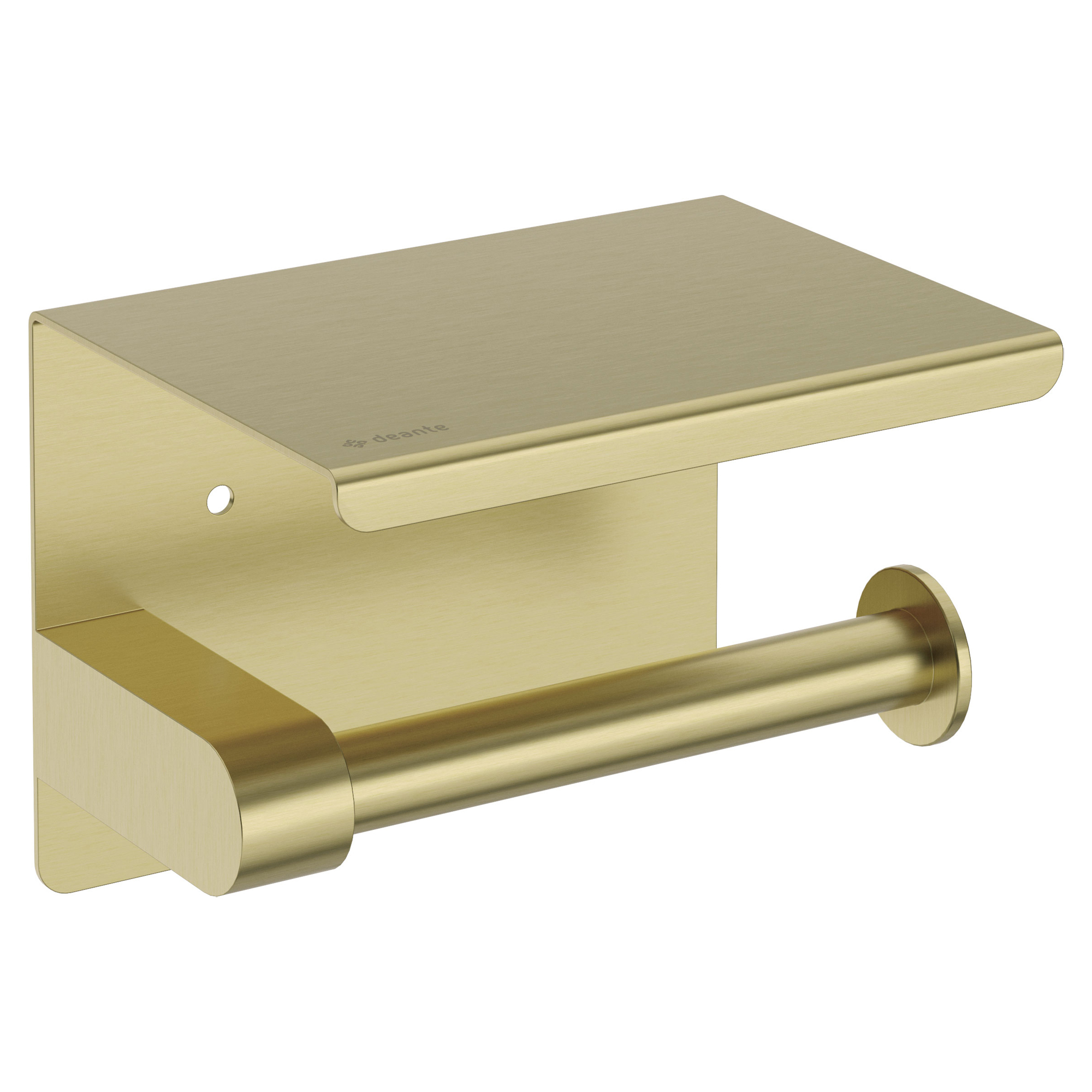 Toiletpapirholder med Hylde Round Børstet Guld Mat