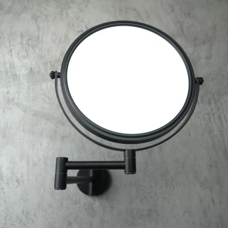 Dobbeltsidet Spejl <strong>Round</strong>  Sort Mat