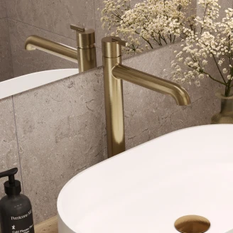 Håndvaskarmatur Høj <strong>Silia</strong>  Guld Mat