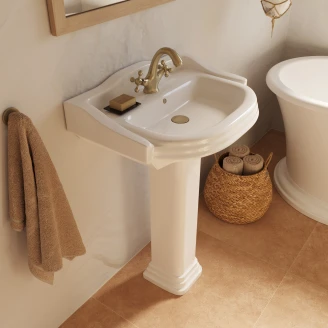 Håndvask <strong>Wilcot</strong>  Hvid 58 cm med Piedestal Hvid Blank