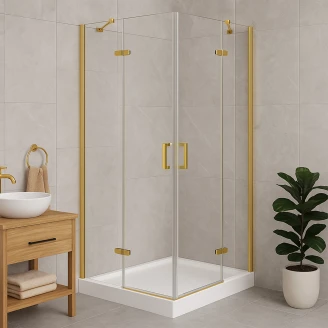 Brusehjørne <strong>Vitria</strong>  90x90 cm Firkantet Guld Mat