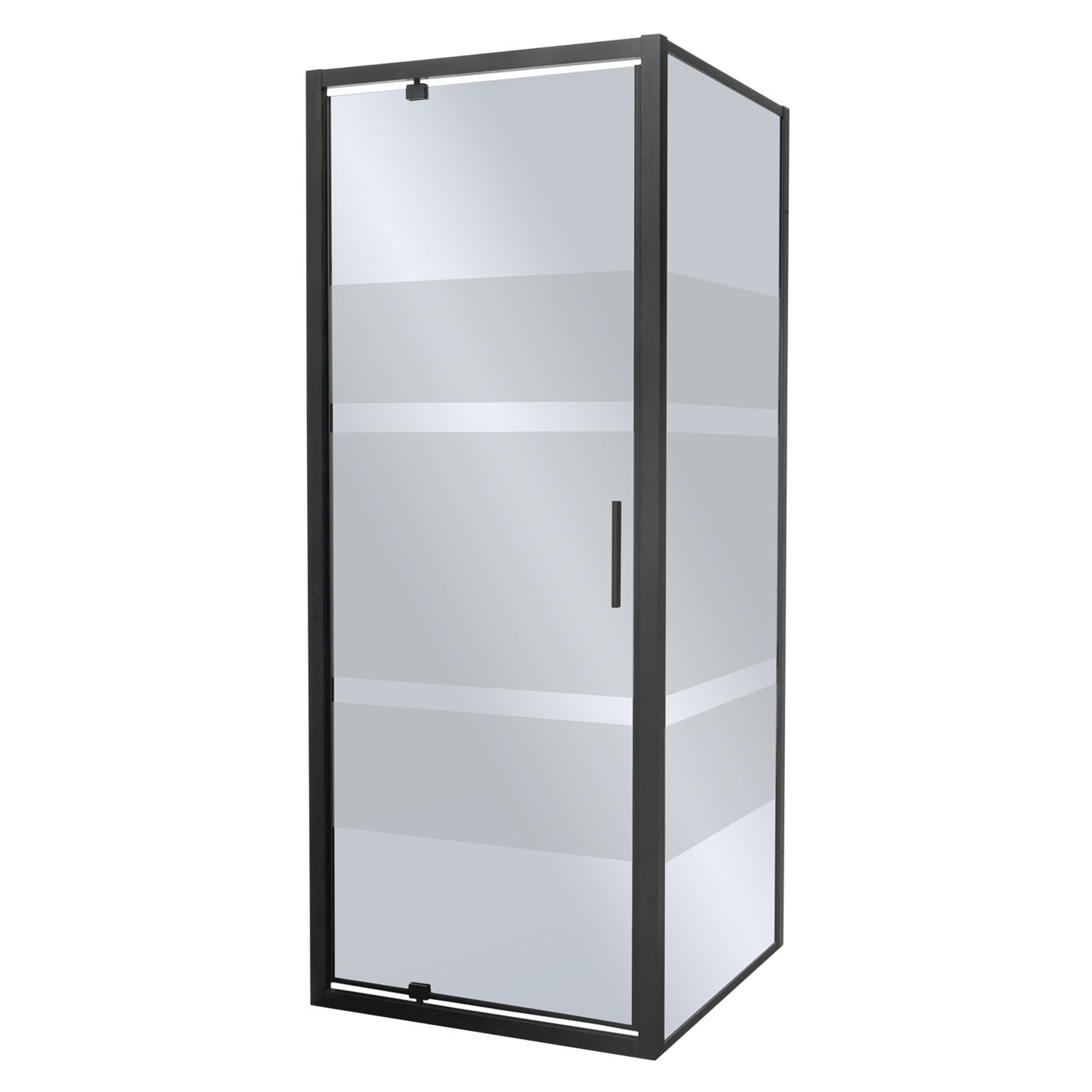 Brusehjørne Linius 80x80 cm Firkantet Sort Mat Tonat