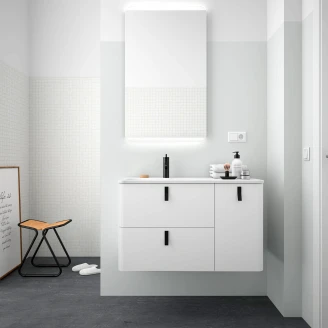 Håndvaskskab <strong>Avrel</strong>  Hvid Mat Højre 90 cm med Vask Hvid Mat