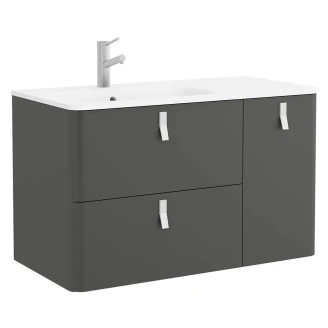 Håndvaskskab <strong>Avrel</strong>  Antracit Mat Højre 90 cm med Vask Hvid Mat