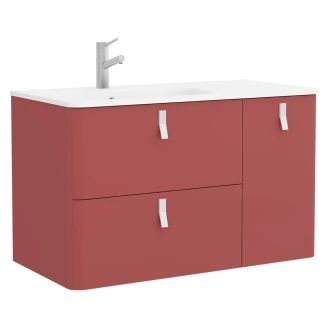 Håndvaskskab <strong>Avrel</strong>  Rosa Mat Højre 90 cm med Vask Hvid Mat