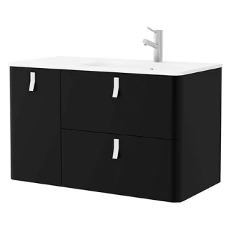 Håndvaskskab <strong>Avrel</strong>  Sort Mat Venstre 90 cm med Vask Hvid Mat