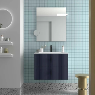 Underskab <strong>Runa</strong>  Mørkeblå Mat 70 cm med 2 Skuffer & Vask Hvid Blank