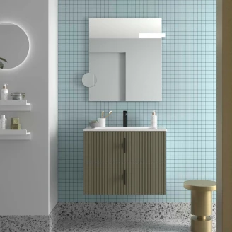 Underskab <strong>Runa</strong>  Skovgrøn Mat 70 cm med 2 Skuffer & Vask Hvid Blank